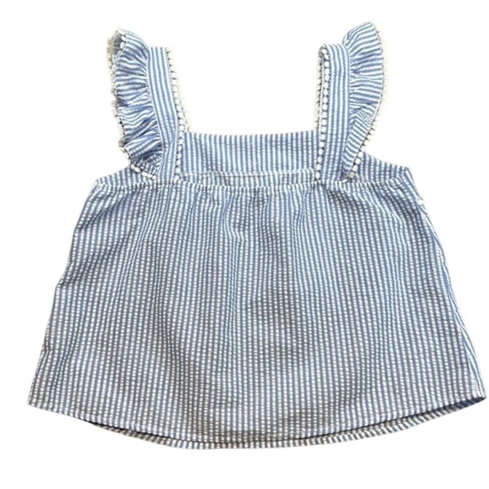 Women's Blue &‎ White Striped Sleeveless Summer Top Size  L/XL